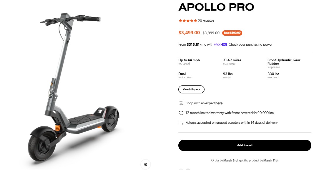Apollo Pro Scooter Speed